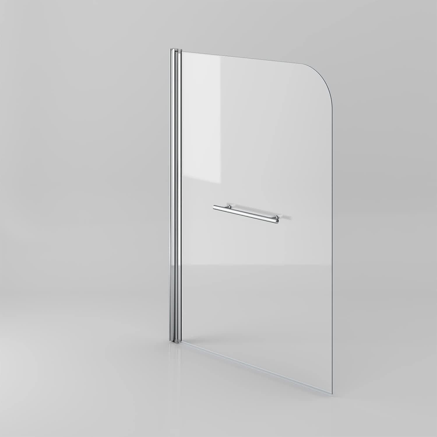 Modern Shower Reversible Bath Screen With Panel And Towel Rail - 1400mm x 1000mm - Chrome