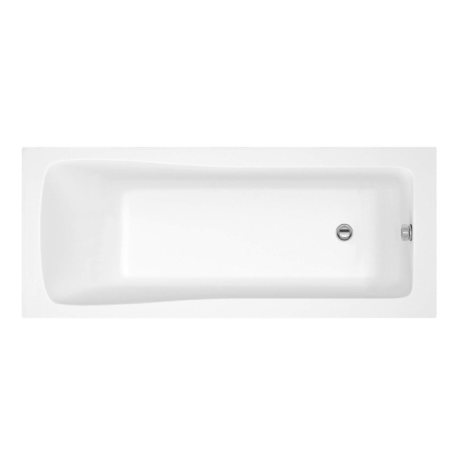 iBathUK Lunex Standard Square Single Ended Bath, Durable Acrylic Bathtub with Modern Straight Edge Design, 1700 x 700mm