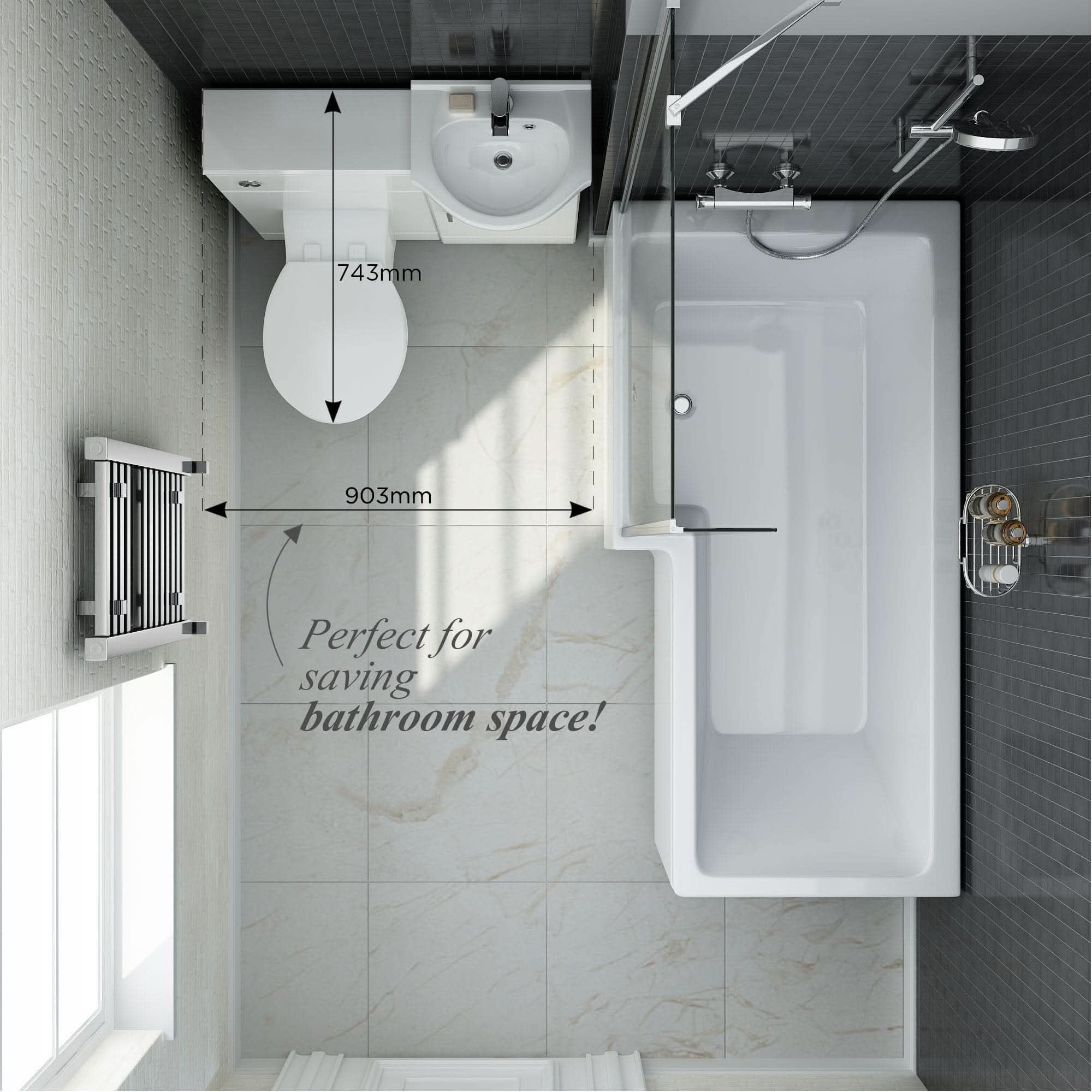 iBathUK Cove Vanity Unit & Round Toilet Set, Modern Bathroom Sink & Storage Furniture Combo, Vanity Unit with Basin, White Gloss, 903mm