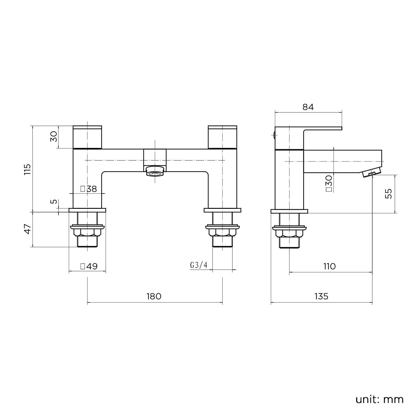 iBathUK Talrix Monobloc Bath Filler Mixer Tap, Sleek Lever Faucet for Modern Bathrooms, Bath Filler Tap, Chrome