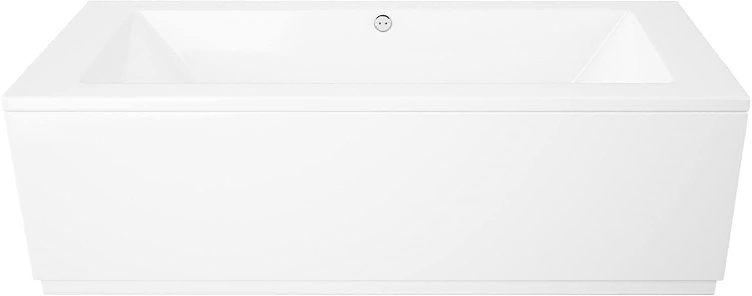 iBathUK Strava Double Ended Rectangular Acrylic Bathtub with Adjustable Feet, Modern White Gloss Bathroom Tub,1700 x 700mm