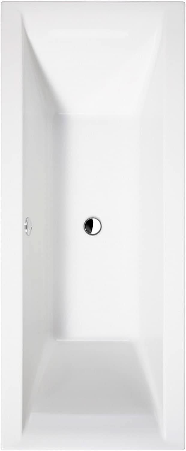 iBathUK Strava Double Ended Rectangular Acrylic Bathtub with Adjustable Feet, Modern White Gloss Bathroom Tub, 1800 x 800mm