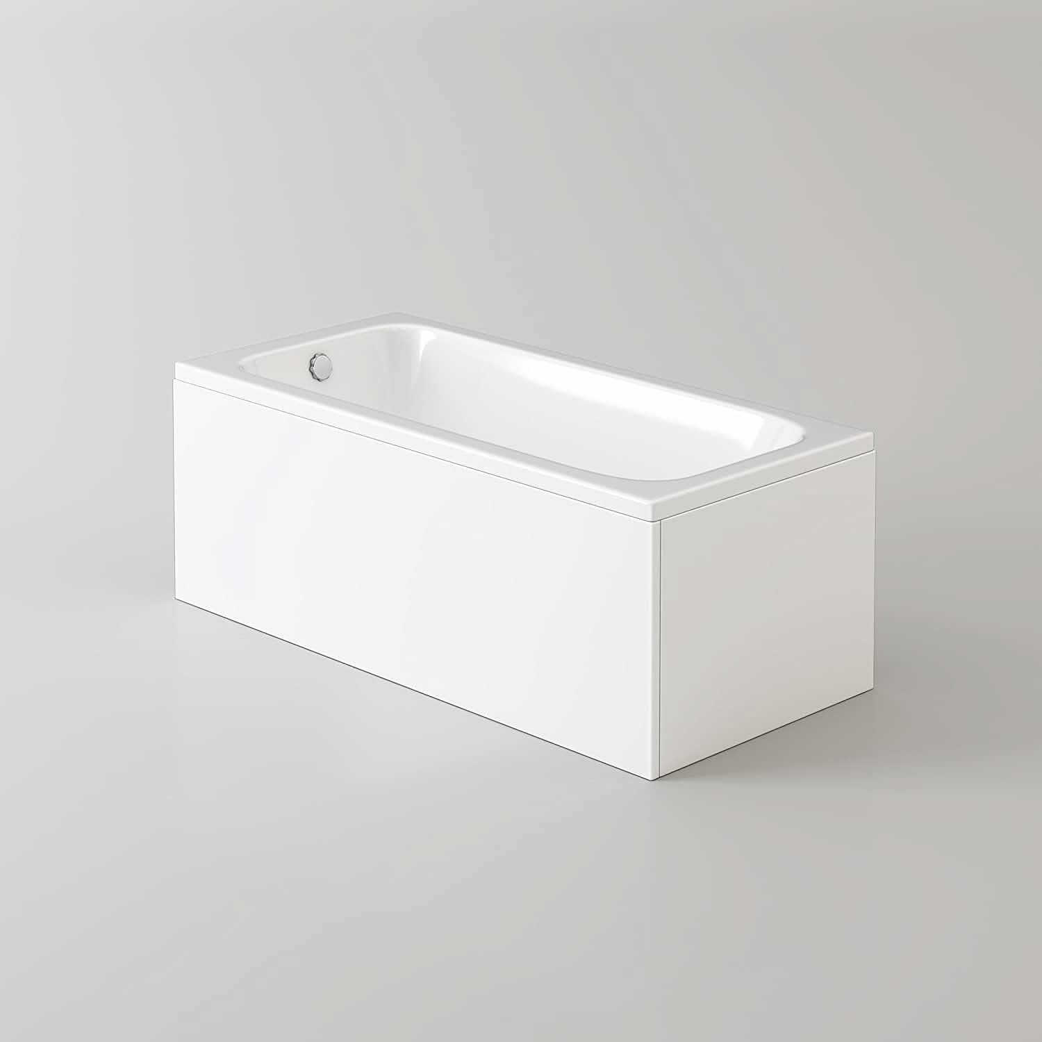iBathUK Arvon Single Ended Rectangular Acrylic Bathtub with Adjustable Feet, Modern White Gloss Bathroom Tub, 1700 x 750mm