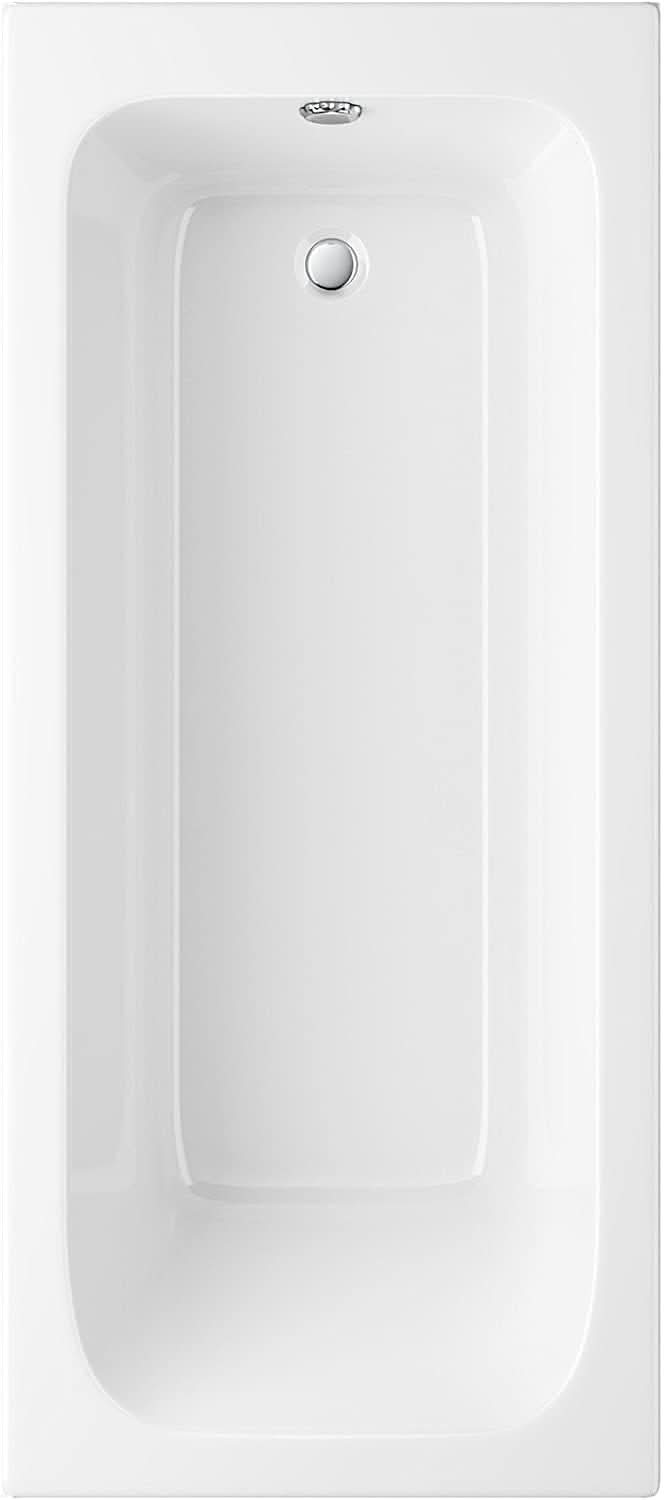 iBathUK Arvon Single Ended Rectangular Acrylic Bathtub with Adjustable Feet, Modern White Gloss Bathroom Tub, 1700 x 750mm