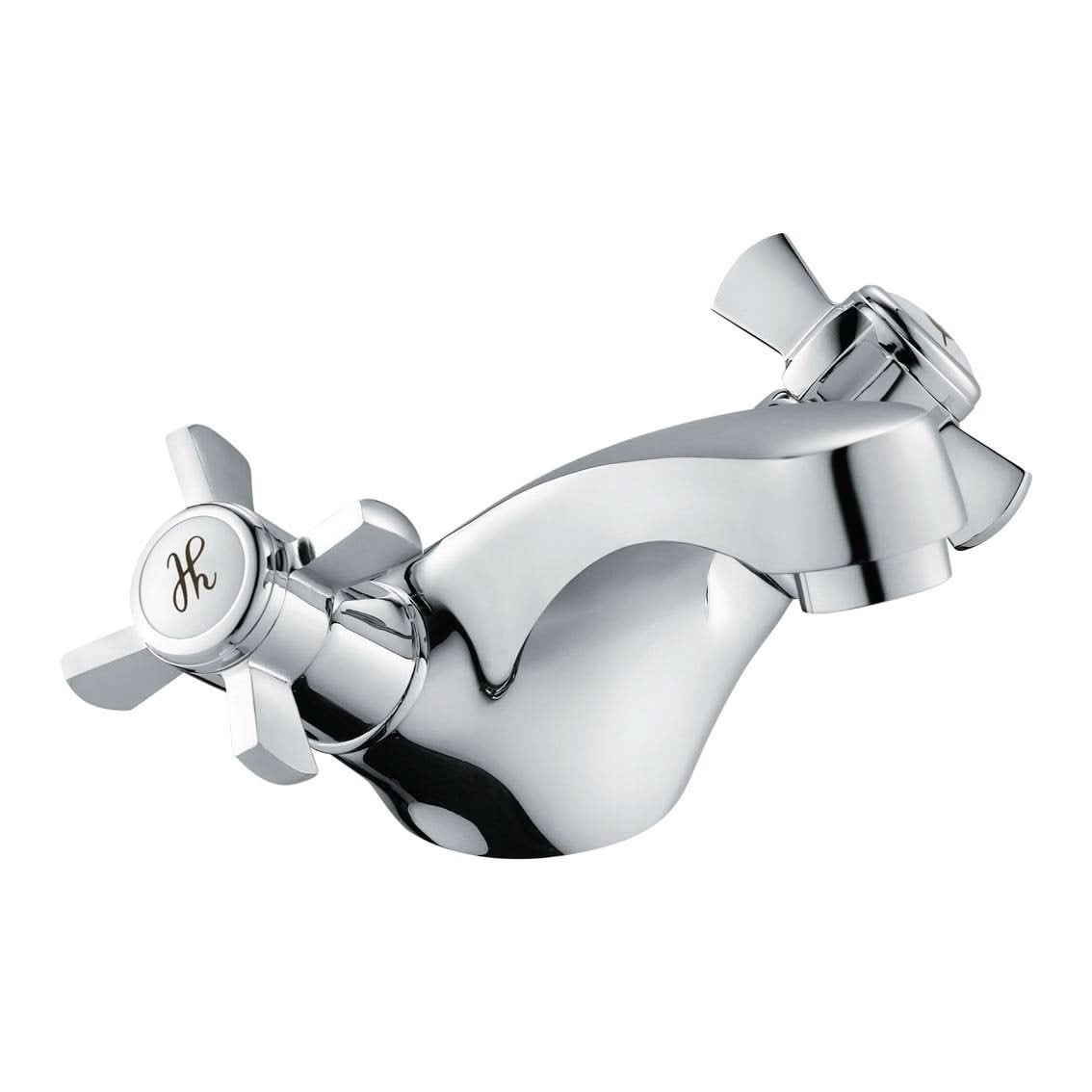 iBathUK Nimbus Traditional Chrome Basin Mixer Tap Monobloc Bathroom Sink Faucet, Basin with Mixer Tap, Bath Sink Mixer Tap