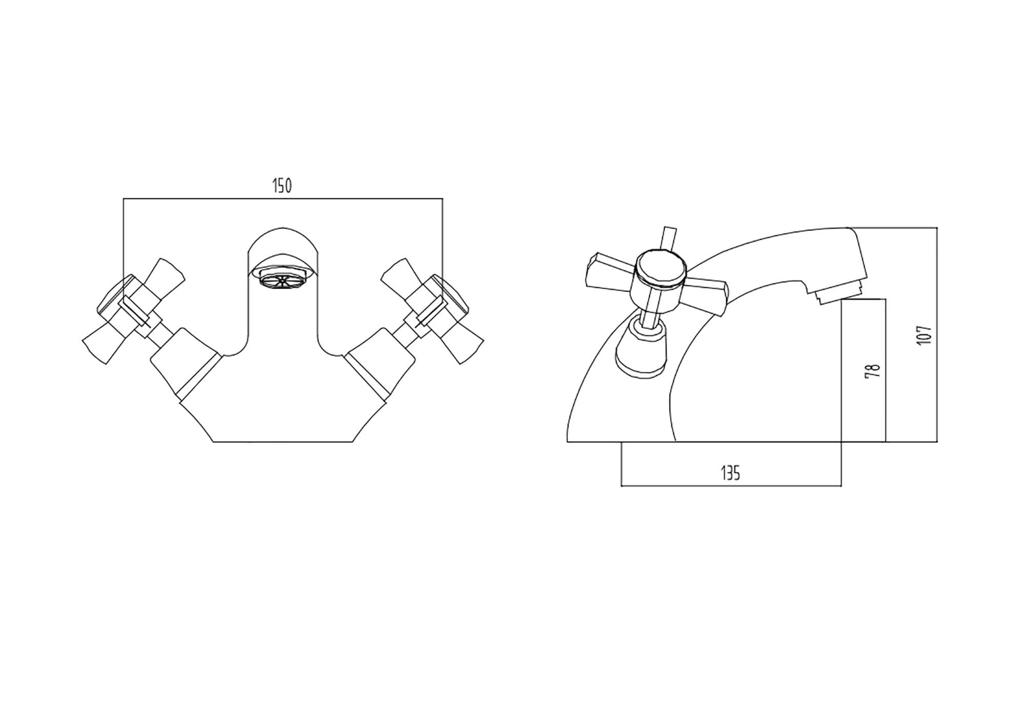 iBathUK Nimbus Traditional Chrome Basin Mixer Tap Monobloc Bathroom Sink Faucet, Basin with Mixer Tap, Bath Sink Mixer Tap