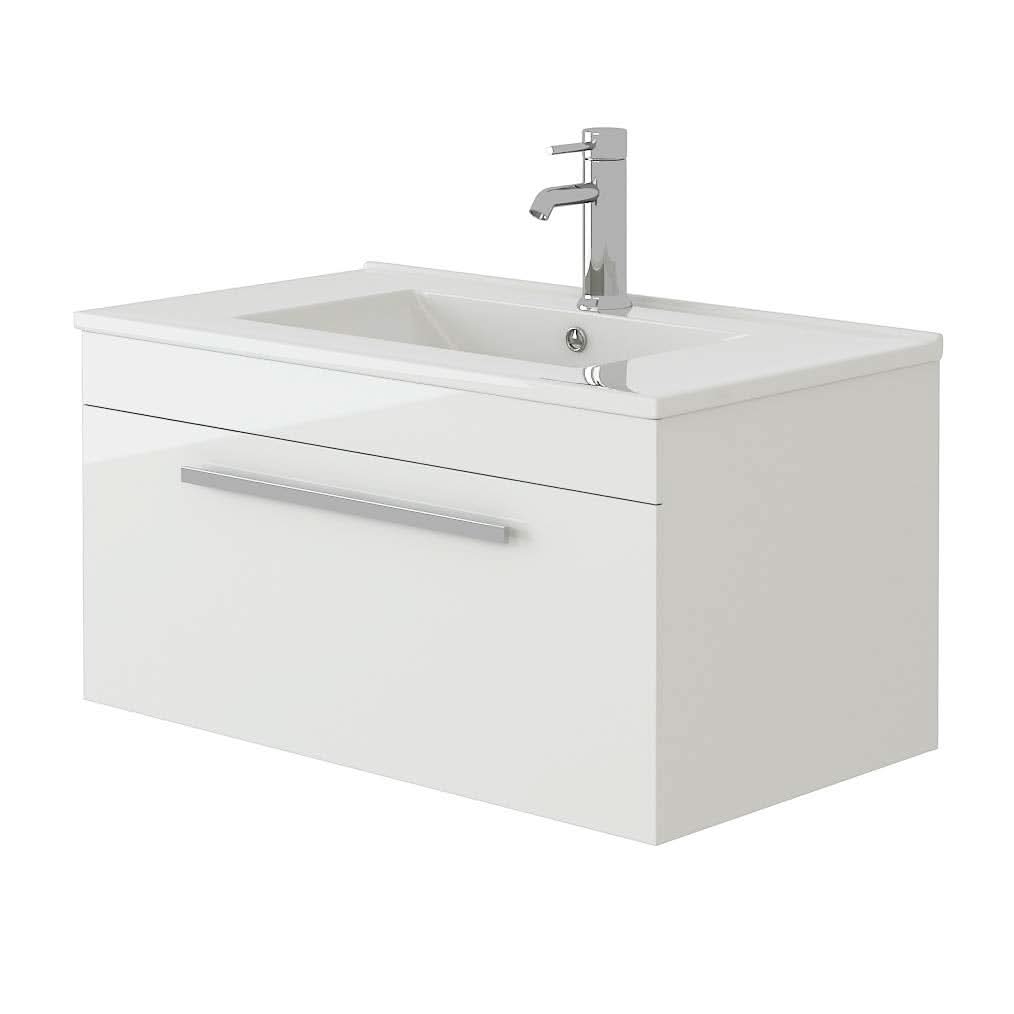 Venus Wall Hung Vanity Unit With Slim Basin - 700mm Wide - White