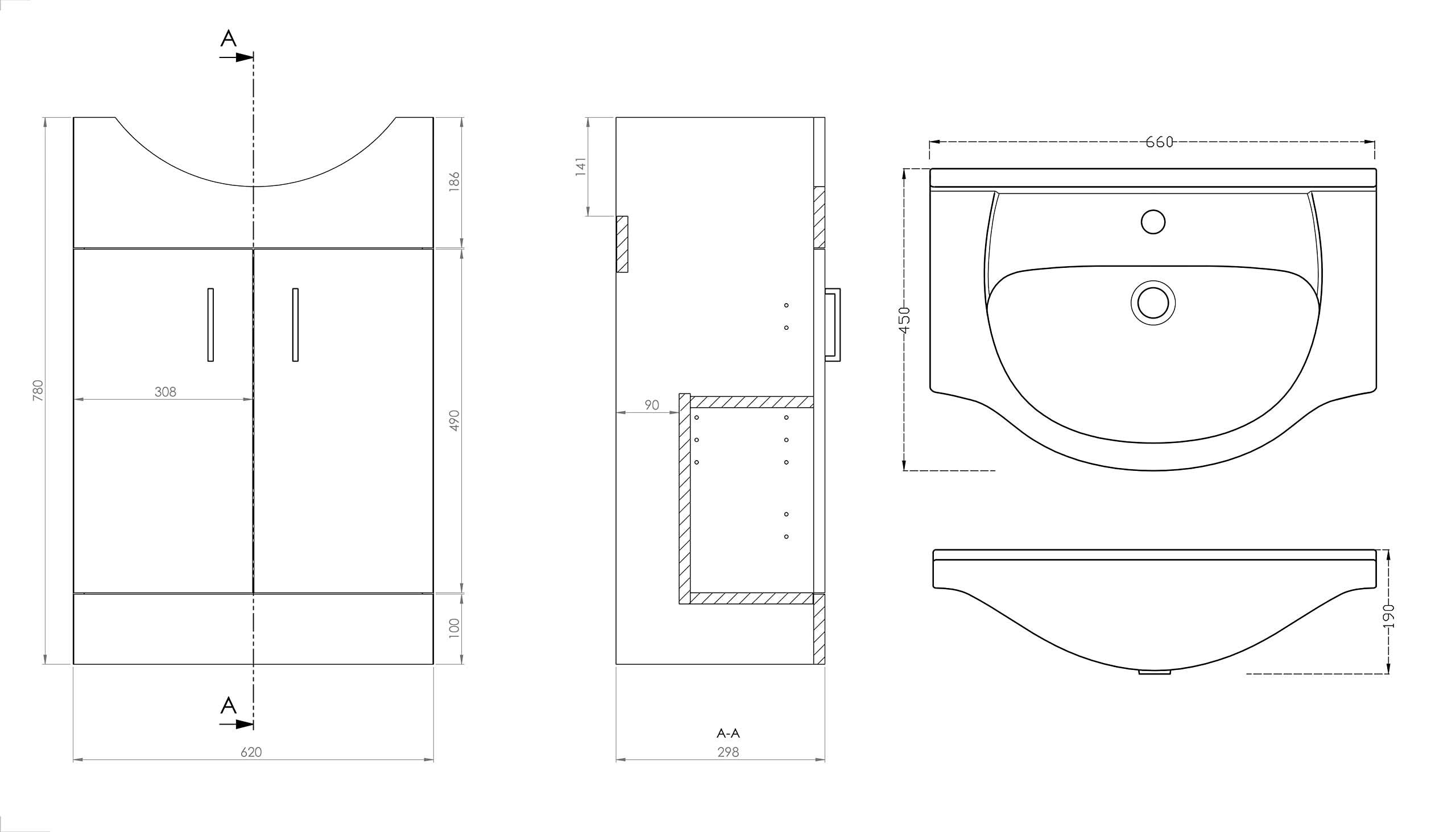 Linx-Compakt 650mm Classic Vanity Unit with Short Project Toilet + Tap