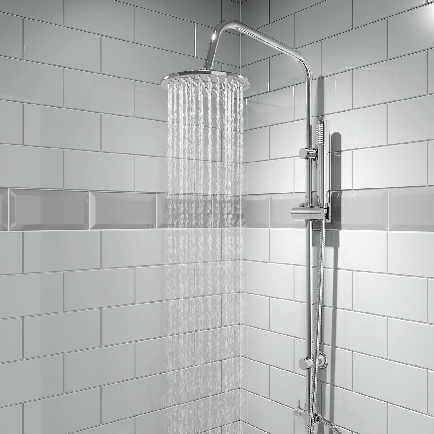iBathUK Elevex Thermostatic Shower Mixer Set with Bath Filler, Fixed Head & Handset - Chrome