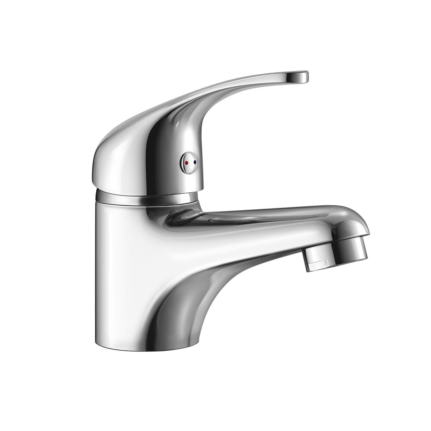 The iBathUK Orvex Monobloc Basin Mixer Tap is a compact chrome lever faucet for modern bathrooms, featuring a streamlined spout and curved handle—perfect as a basin mixer tap.