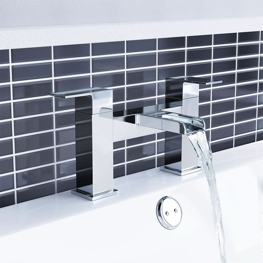 iBathUK Craven Modern Waterfall Monobloc Bath Filler Mixer Tap, Bath Filler Tap, Chrome Designer Tub Faucet