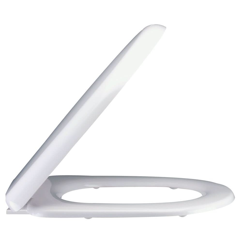 Splash D Shape Modern Soft Close White Toilet Pan Seat WC Top Fix Hinges