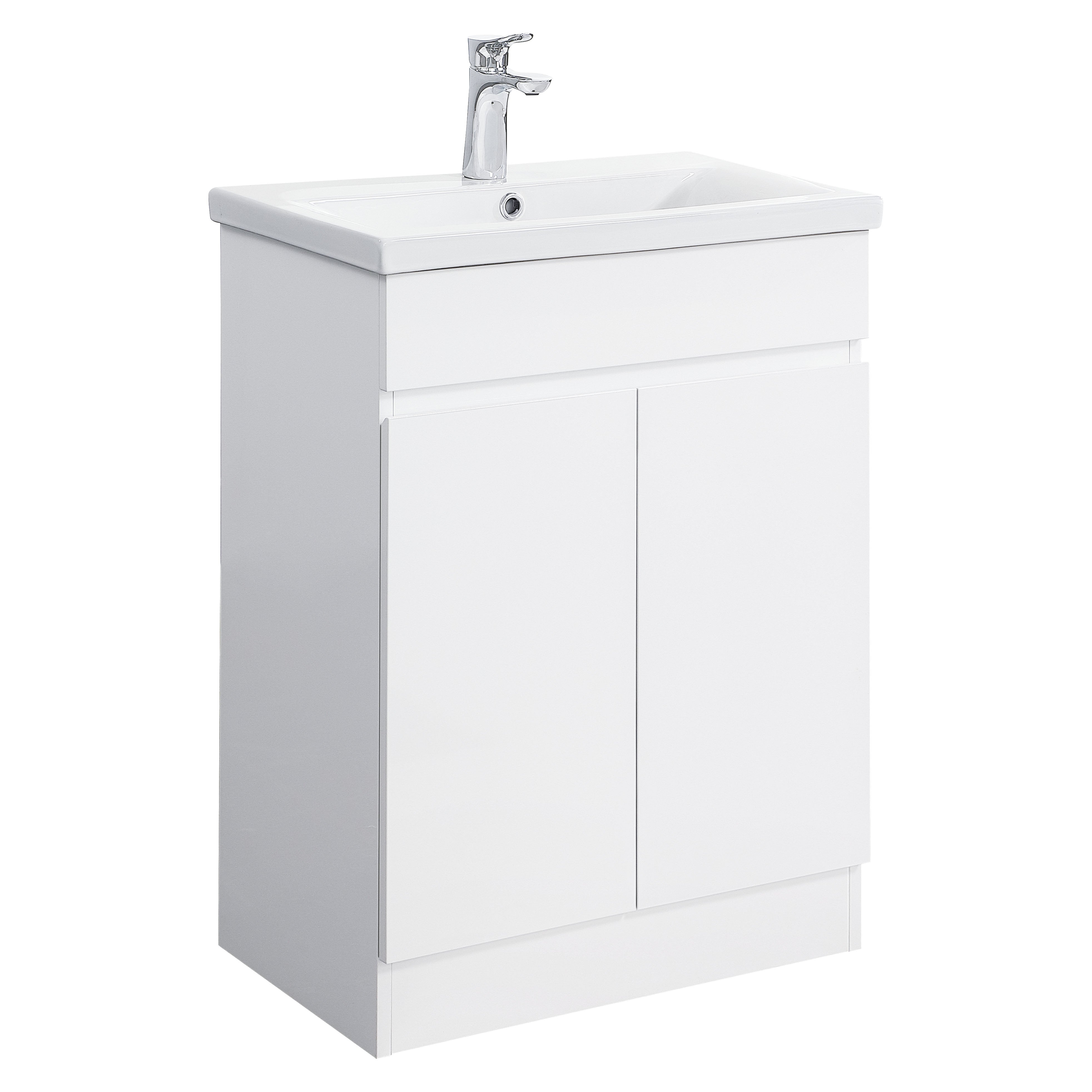 Trent Square Vanity Unit With Mid-Edged Basin - 600mm x 400mm - Gloss White (Flat Pack)