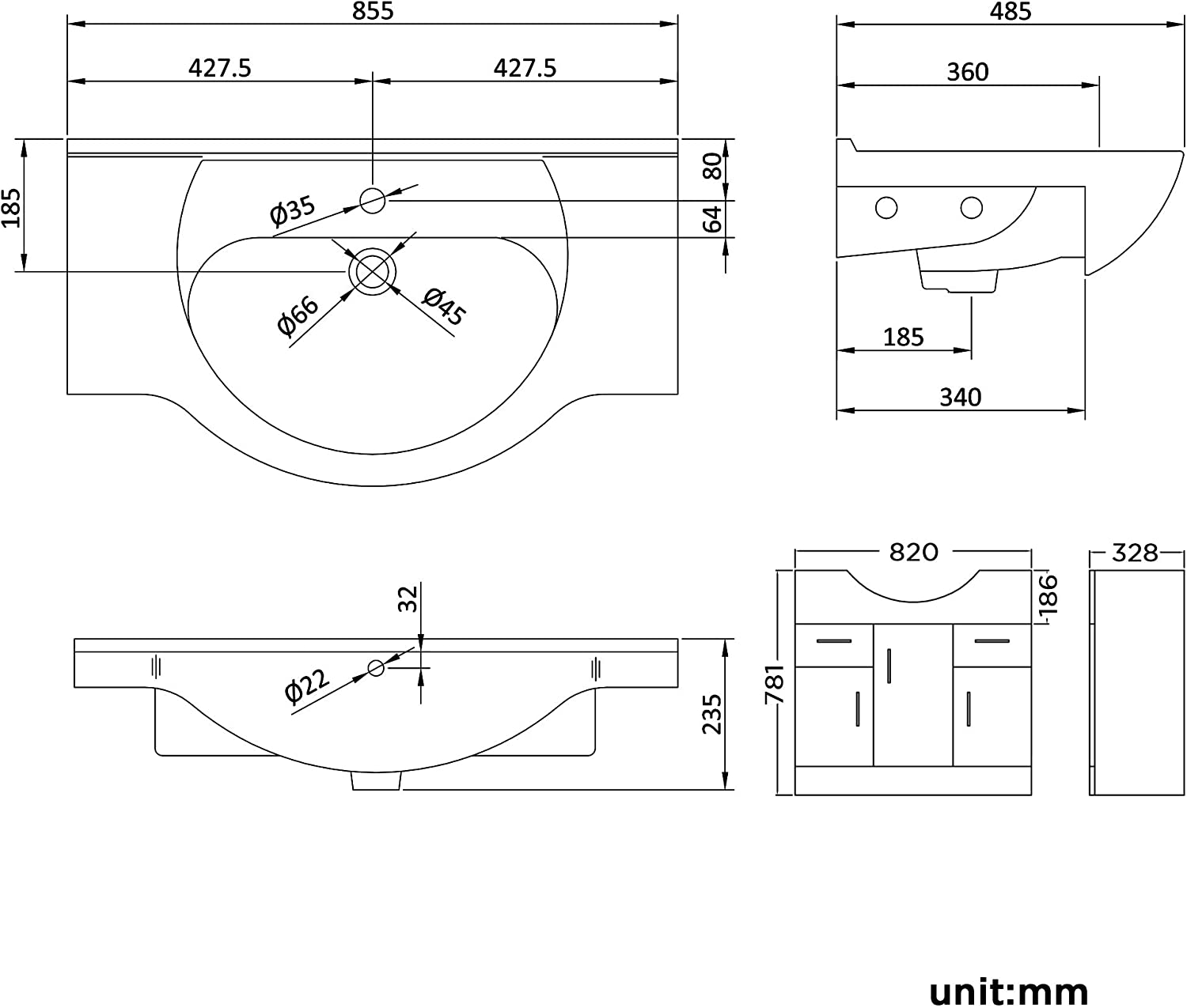 Bathroom Combination Unit - (Toilet, Seat, Vanity Unit and Basin) - Gloss White