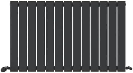 The iBathUK Apex Horizontal Single Panel Slim Flat Radiator is a modern designer radiator in anthracite, featuring evenly spaced vertical panels and dual bottom corner valve connections.