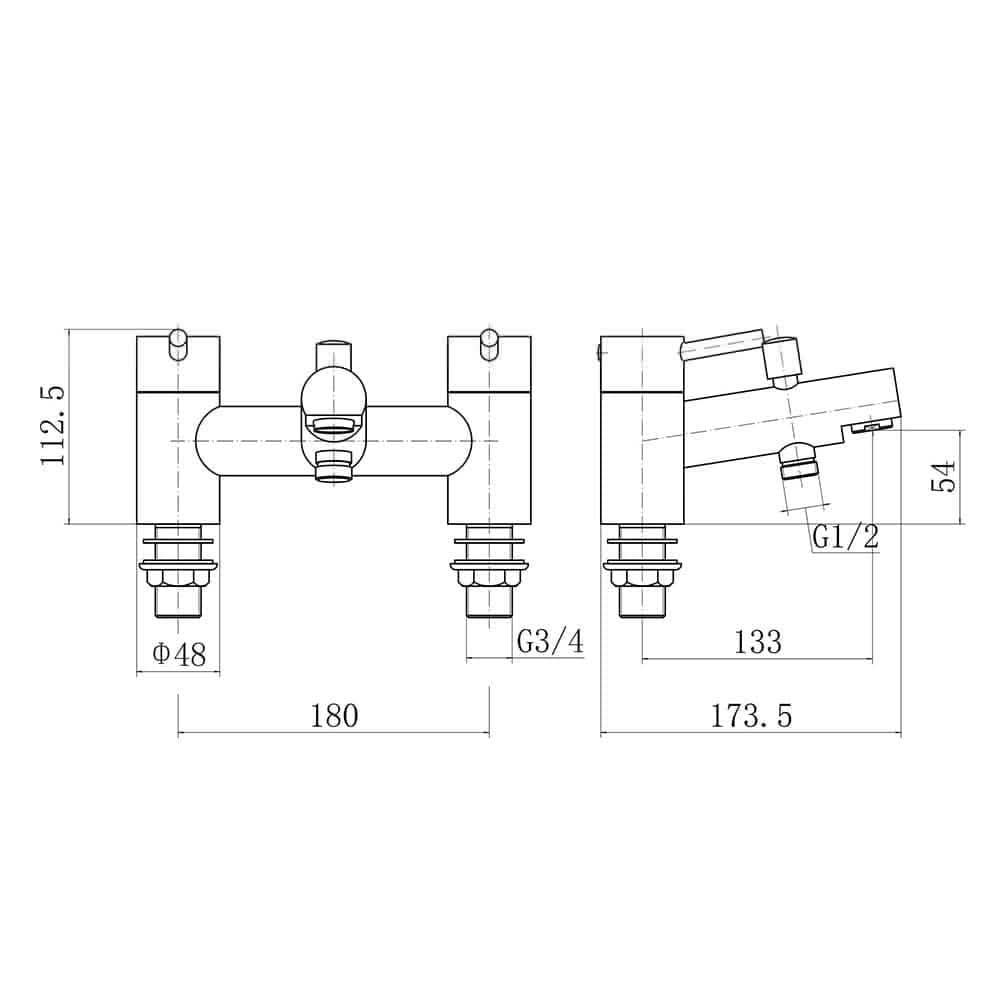 Matt Black Dixon Round lever Bath Shower Mixer Tap with Kit, modern bathroom fittings, UK stylish design, buy online.