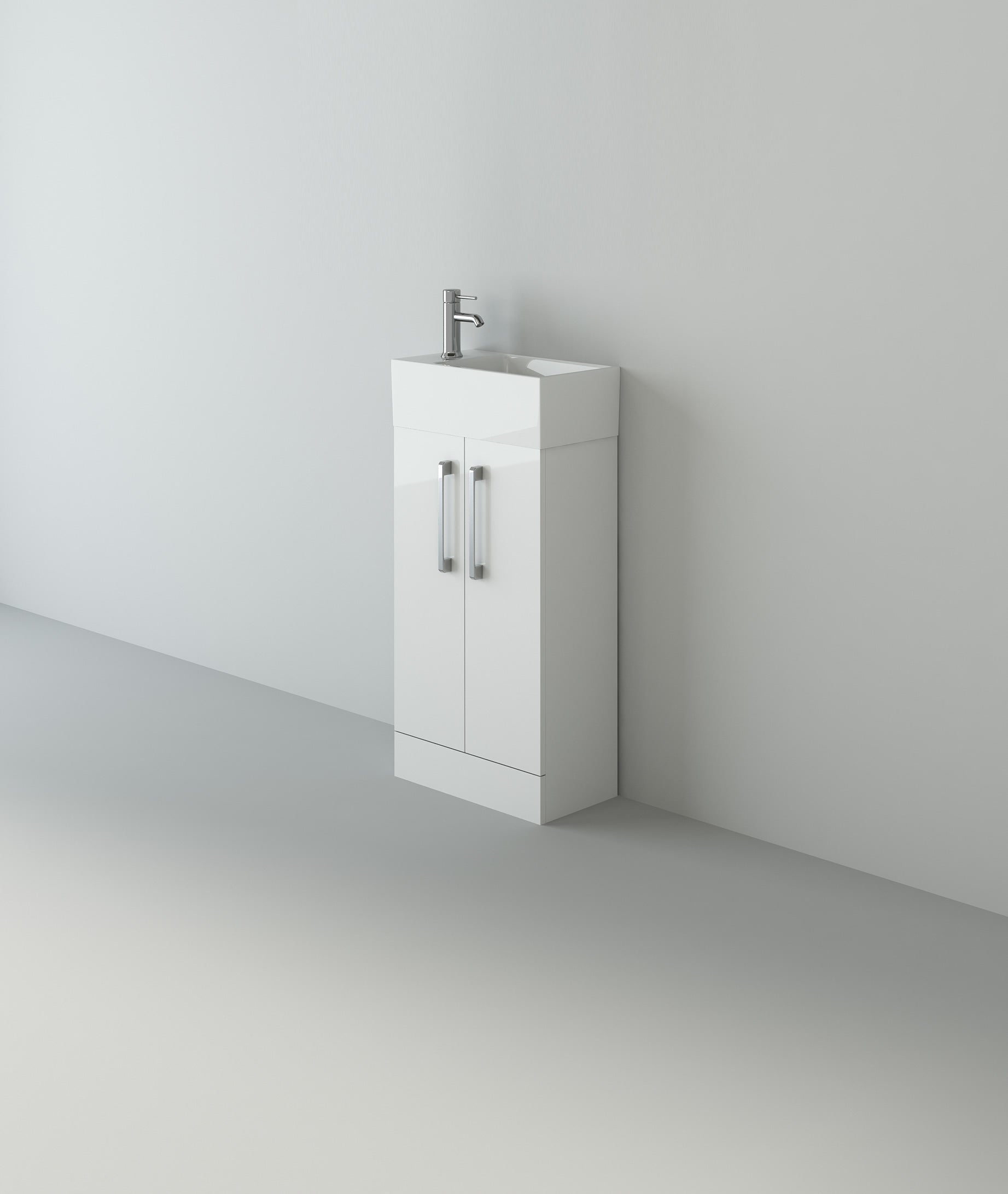 Star Cloakroom Vanity Unit With Basin - 470mm x 230mm - Gloss White