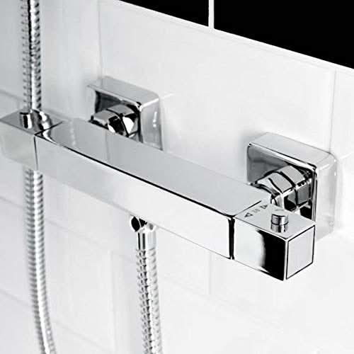Strix Square Wall Mounted Thermostatic Shower Bar Valve - Chrome
