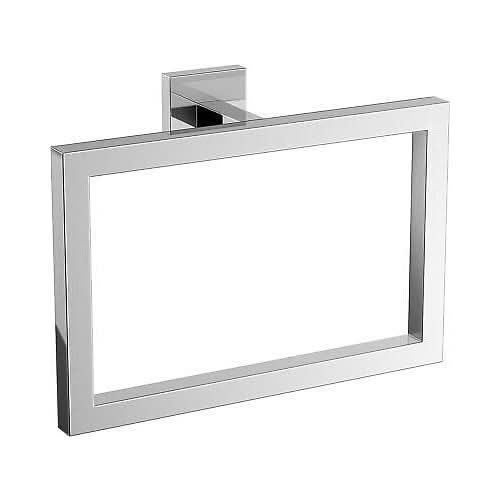 Modern Wall Mounted Square Towel Ring Holder - Chrome