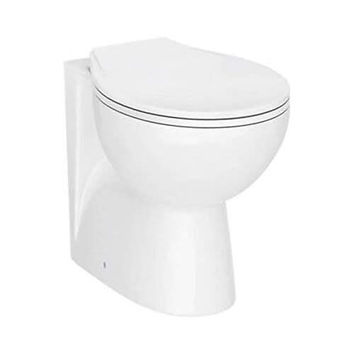 The Bathroom4Less Bathroom Toilet BTW Soft Close Seat Concealed Cistern Modern White Ceramic WC is a sleek, floor-mounted, space-saving solution with a closed lid and modern design, shown on a plain white background.