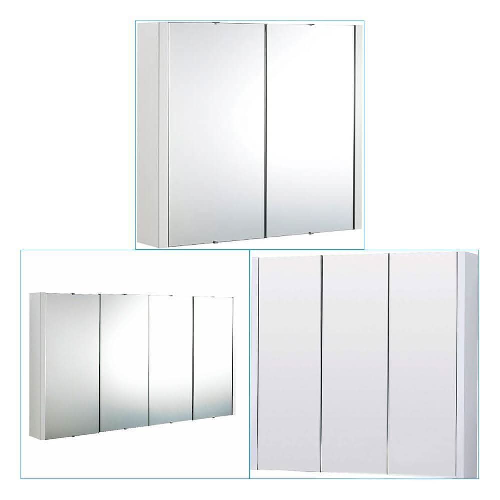 Bathroom Mirror Cabinet Cupboard 2 3 Doors Storage Wall Mounted Furniture White