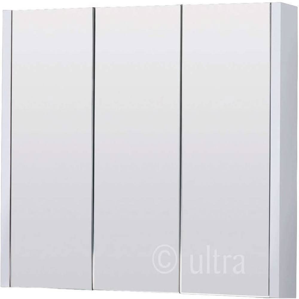 Bathroom Mirror Cabinet Cupboard 2 3 Doors Storage Wall Mounted Furniture White