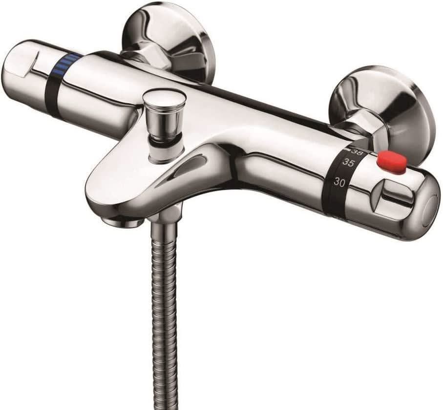 Bath Shower Thermostatic Mixer Exposed Valve Bar Deck Mount Chrome Bathroom