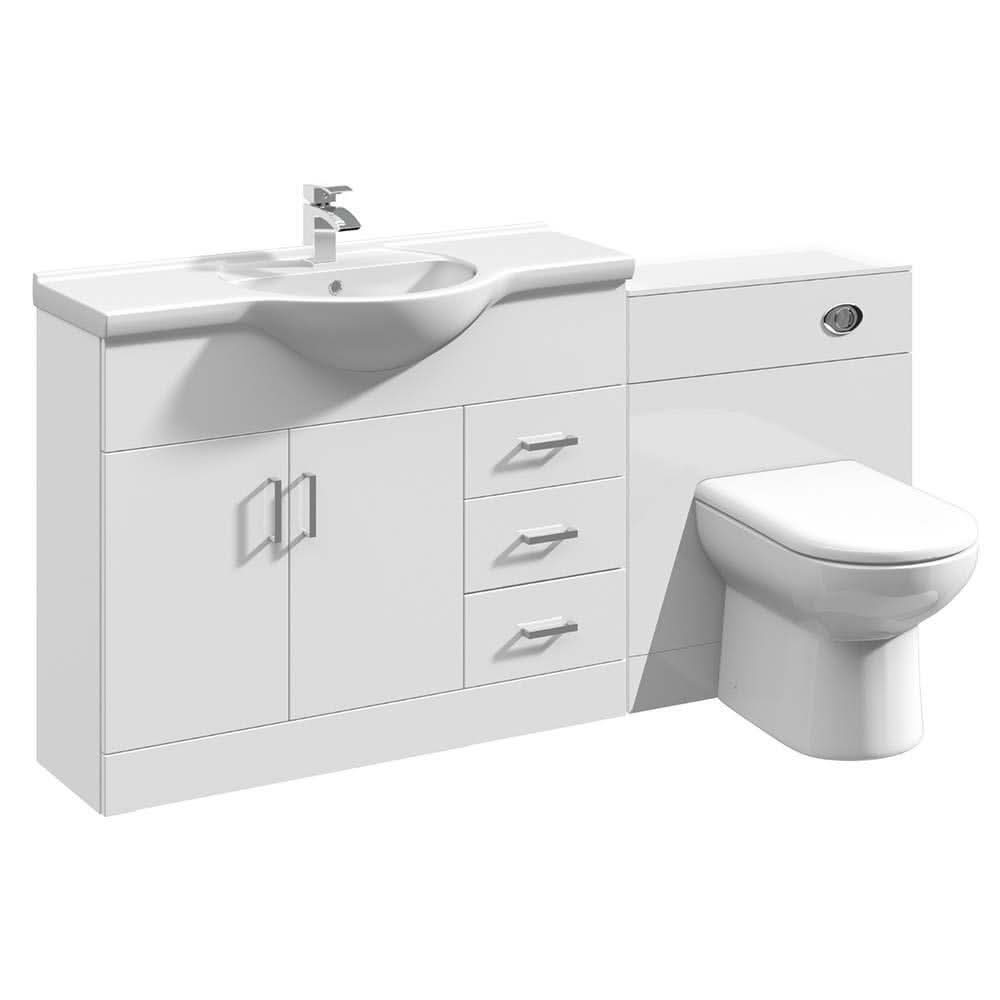 Vanity Unit Combined Sink Toilet Bathroom Suite Furniture Set Pan Cistern White