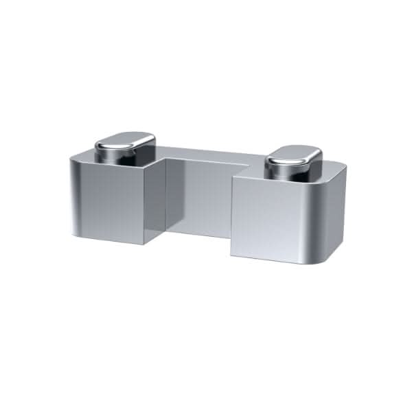The Nuie 44mm Wetroom Screen Support Foot is a sleek, chrome bracket with rounded caps, perfect for supporting glass panels in your wetroom. Its minimalist design makes it an ideal addition to modern bathroom accessories.