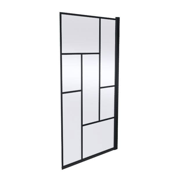 Nuie Abstract Framed Shower Bath Screen - Matt Black