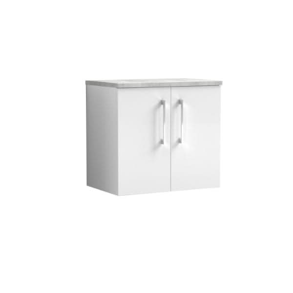 Nuie Arno 2 Door Wall Hung Vanity Unit With Bellato Grey Worktop 600mm Wide