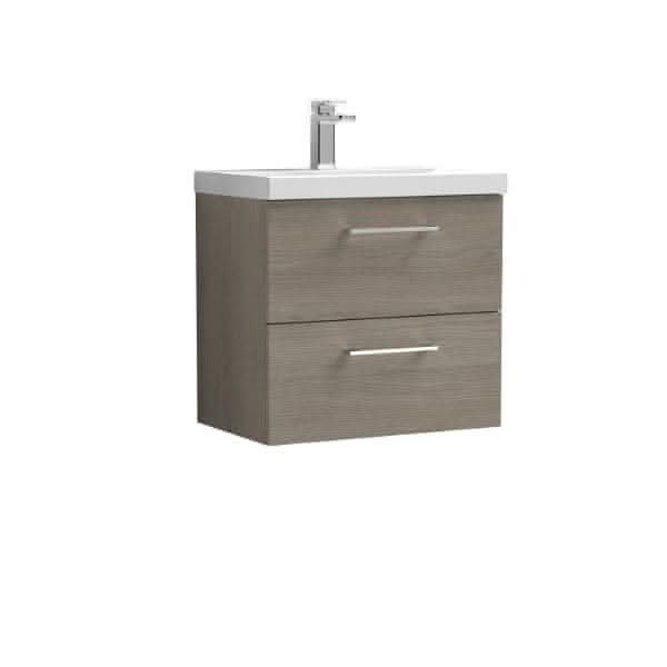 Nuie Arno 2 Drawer Wall Hung Vanity Unit With Basin-4 600mm Wide