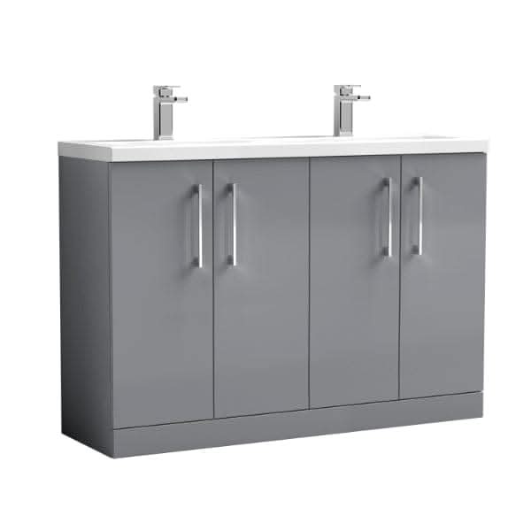 Nuie Arno 4 Door Floorstanding Vanity Unit With Double Ceramic Basin 1200mm Wide