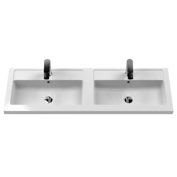 Nuie Arno 4 Drawer Wall Hung Vanity Unit With Double Polymarble Basin 1200mm Wide