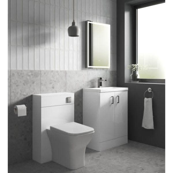 Nuie Arno Compact 2 Door Floorstanding Vanity Unit With Polymarble Basin 500mm Wide