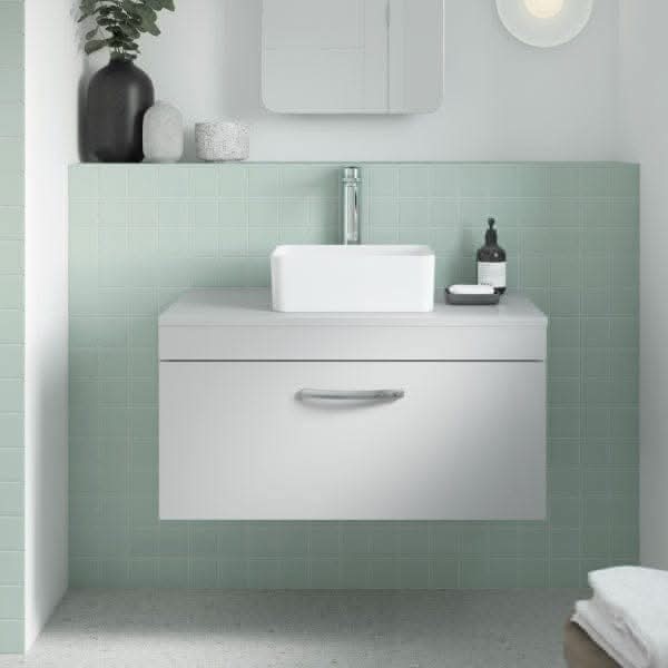 Nuie Athena 1 Drawer Wall Hung Vanity Unit With Worktop 800mm Wide