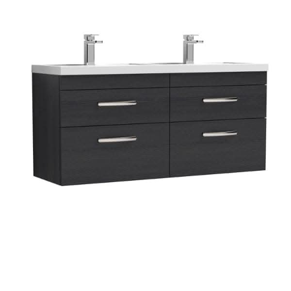 Nuie Athena 4 Drawer Wall Hung Vanity Unit With Double Basin 1200mm Wide