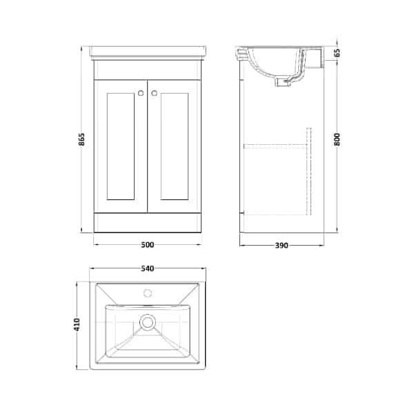 Nuie Classique 2 Door Floorstanding Vanity Unit With Basin