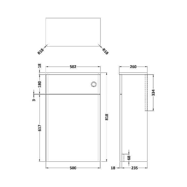 Nuie Classique Back to Wall WC Unit 500mm Wide