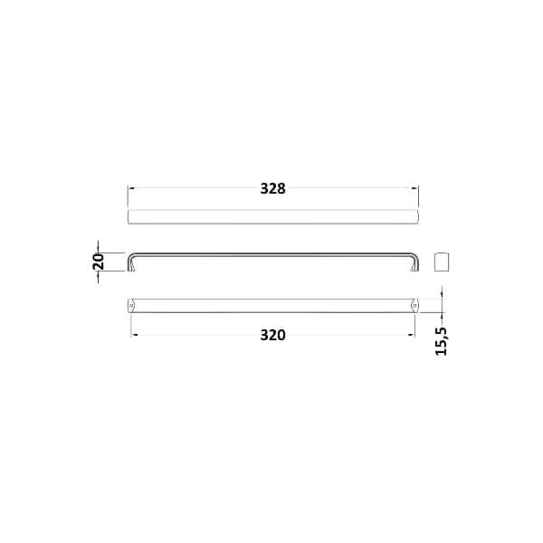 Nuie D Shape Furniture Handle 328mm Wide