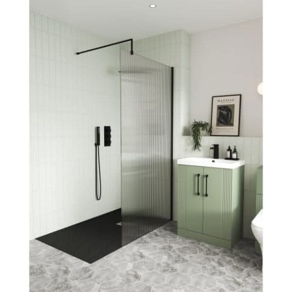 Nuie Fluted Wetroom Screen And Support Bar