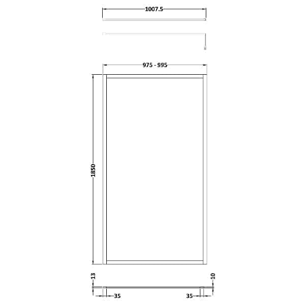Nuie Full Outer Framed Wetroom Screen with Support Bar