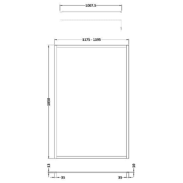 Nuie Full Outer Framed Wetroom Screen with Support Bar