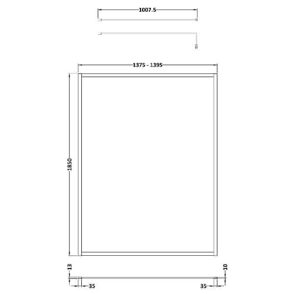 Nuie Full Outer Framed Wetroom Screen with Support Bar