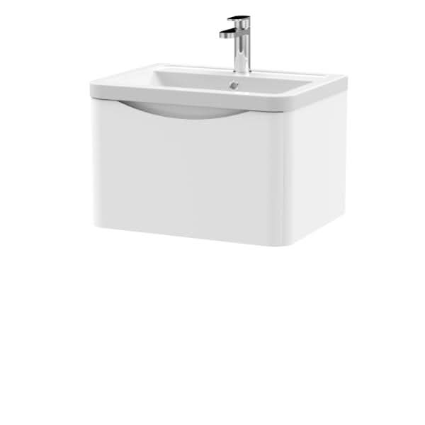 Nuie Lunar 1 Drawer Wall Hung Vanity Unit With Ceramic Basin 600mm Wide