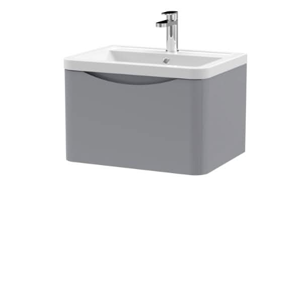 Nuie Lunar 1 Drawer Wall Hung Vanity Unit With Ceramic Basin 600mm Wide