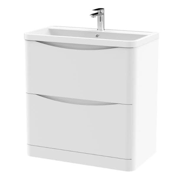 Nuie Lunar 2 Drawer Floorstanding Vanity Unit With Polymarble Basin 800mm Wide