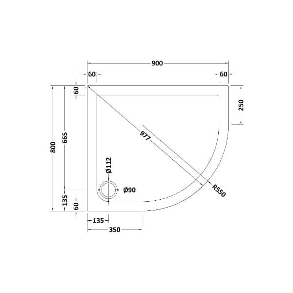 Nuie Offset Quadrant Shower Tray - Slate Grey