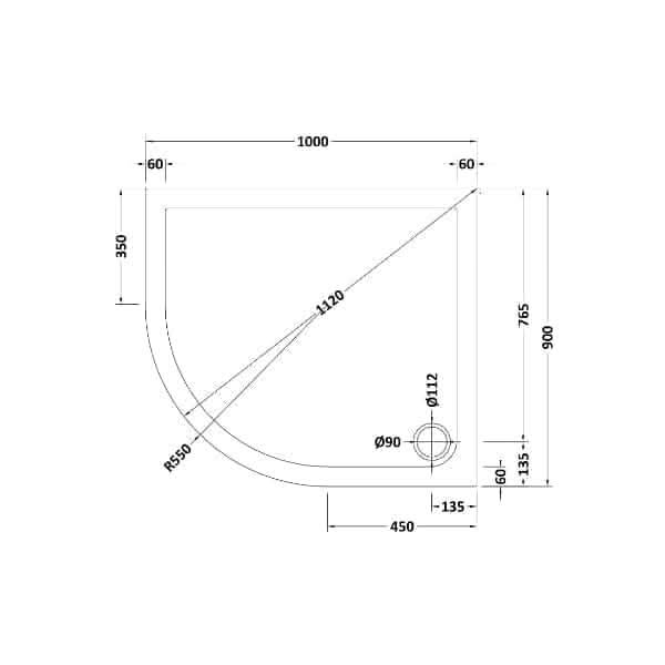 Nuie Offset Quadrant Shower Tray - Slate Grey