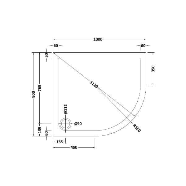 Nuie Offset Quadrant Shower Tray - Slate Grey